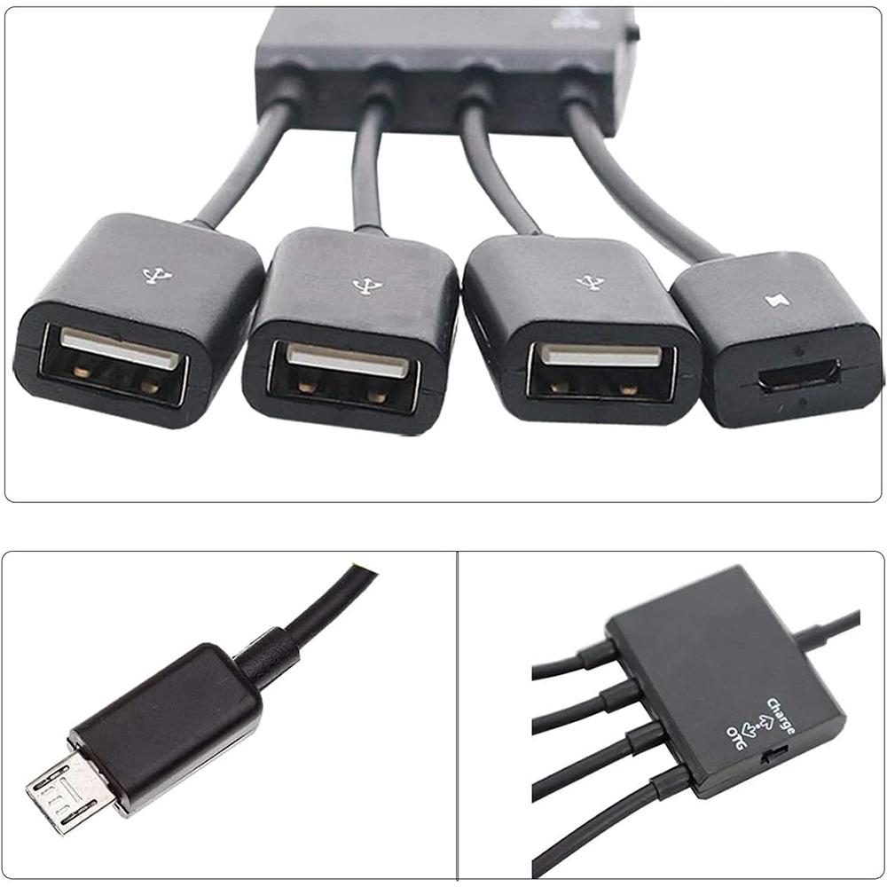 4 Port Micro USB OTG Hub Cable With Charging Switch For Android Phones Tablets 4