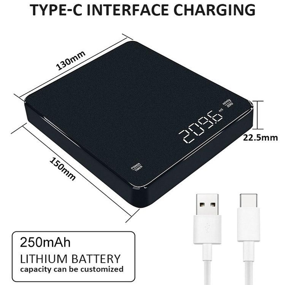 Digital Coffee Scale with Timer LED Kitchen Precision Scale for Espresso Brewing