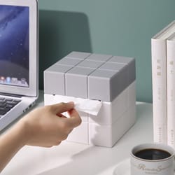 modern cube tissue box holder with desktop organizer storage for home & office