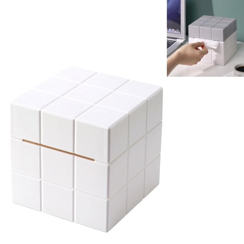 Modern Cube Tissue Box Holder With Desktop Organizer Storage For Home Office 8