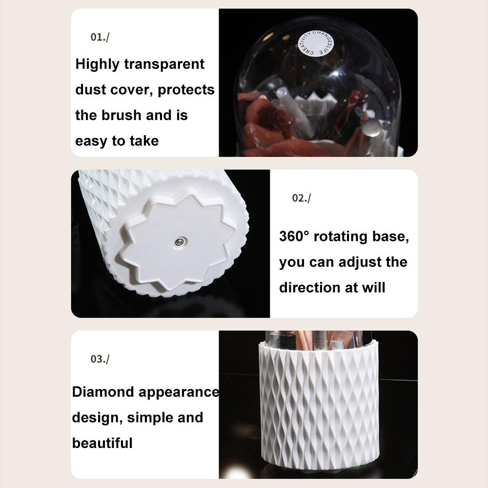 Makeup Organizer Large Capacity Cosmetics Storage Box with Covered Brush Holder