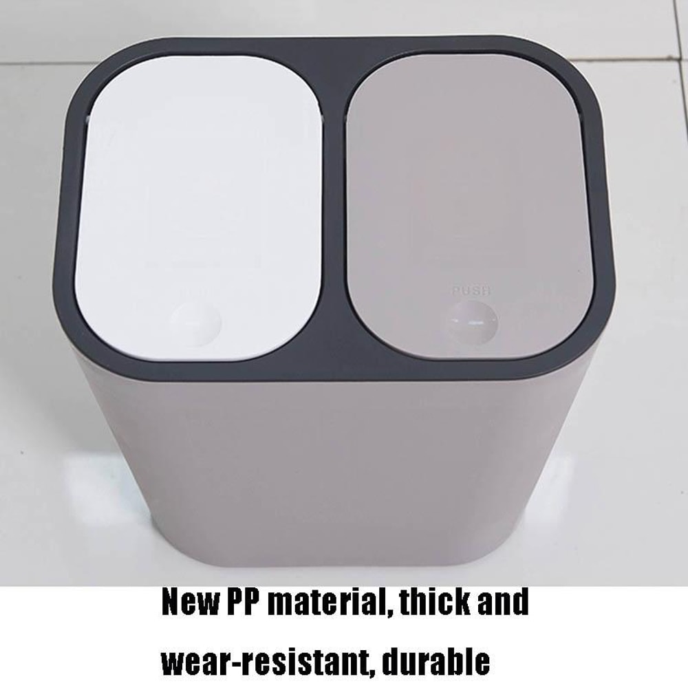 Double Compartment Press Lid Kitchen Waste Sorting Bin Odor Proof Recycling Trash Can Household Org 9