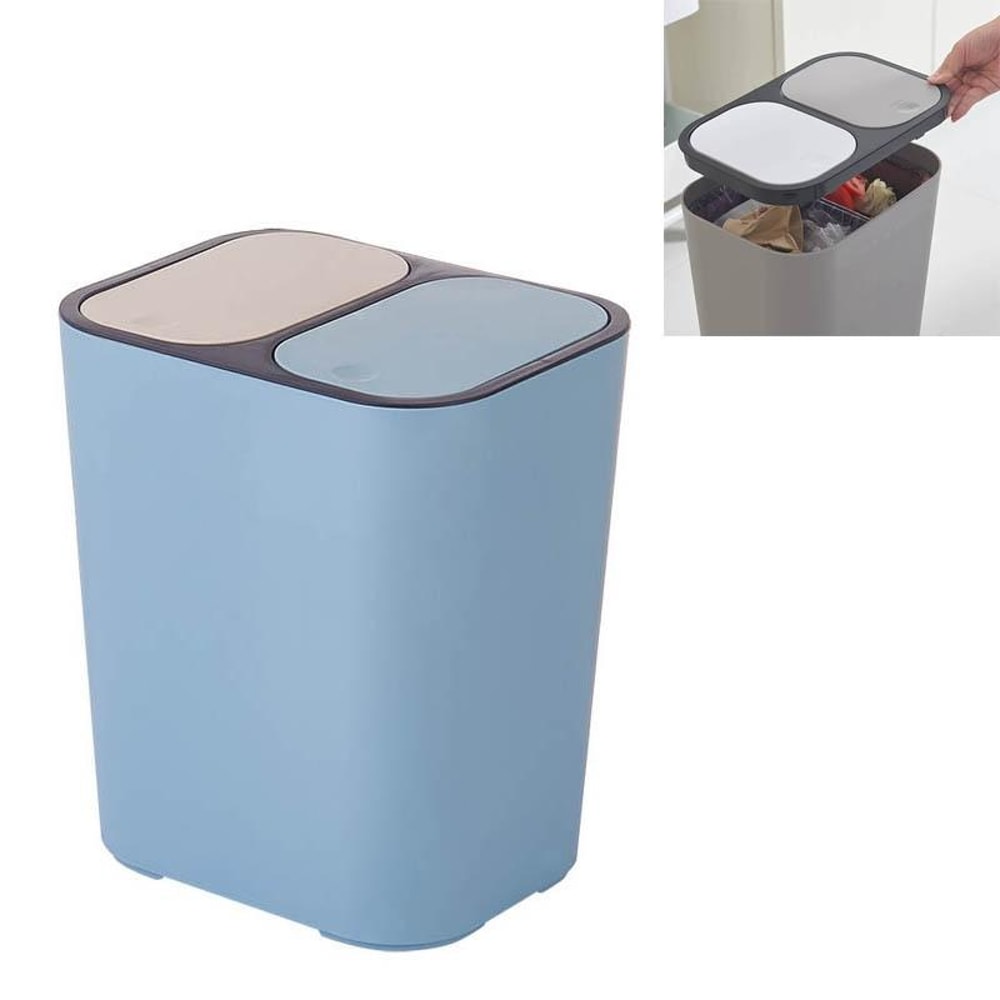 Double Compartment Press Lid Kitchen Waste Sorting Bin Odor Proof Recycling Trash Can Household Org 2
