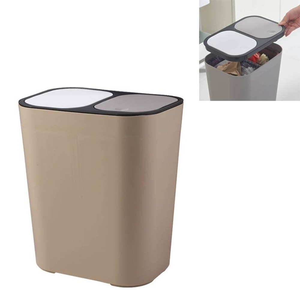 Double Compartment Press Lid Kitchen Waste Sorting Bin Odor Proof Recycling Trash Can Household Org 4
