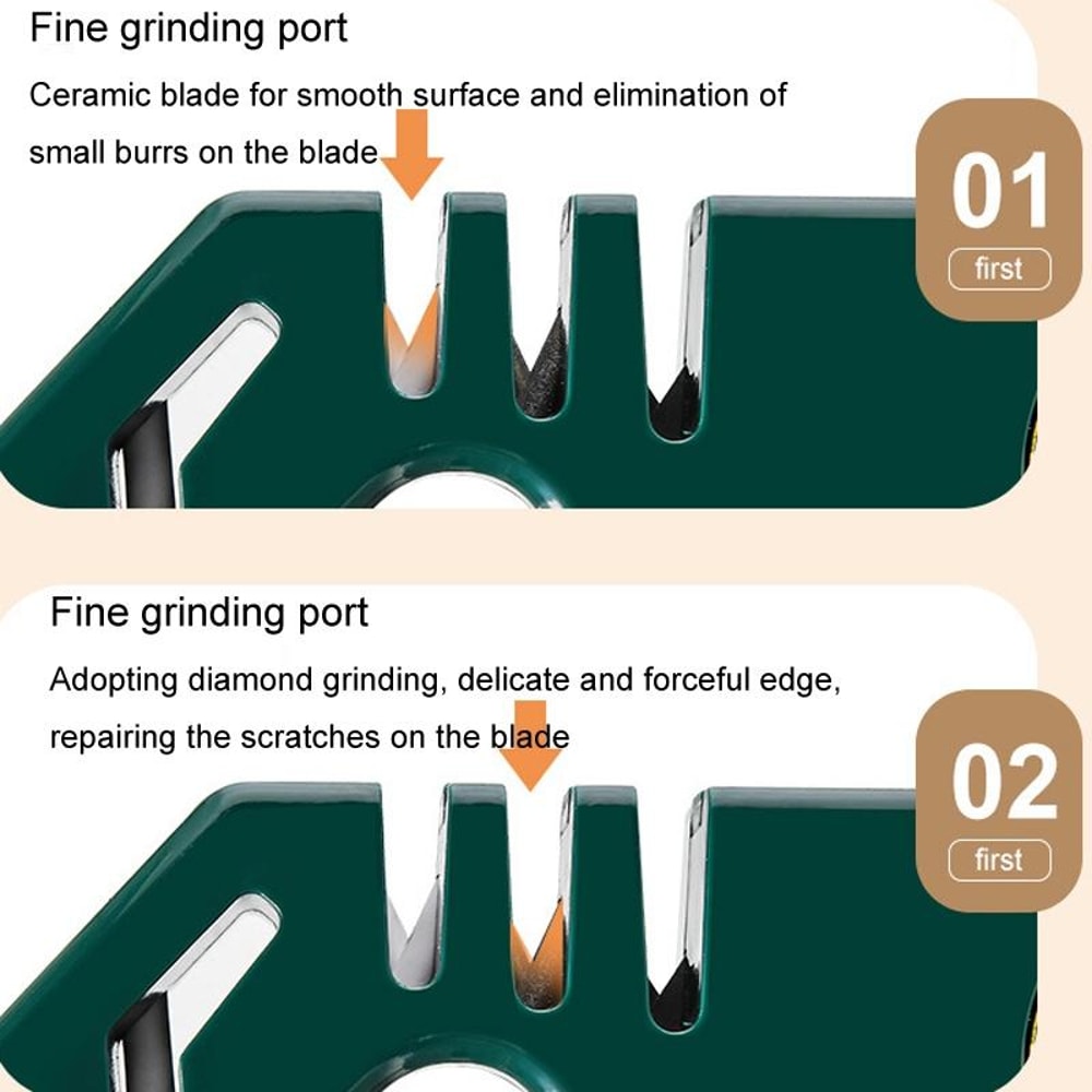 Manual Knife Sharpener For Kitchen Knives With Diamond Ceramic Tungsten Slots 3