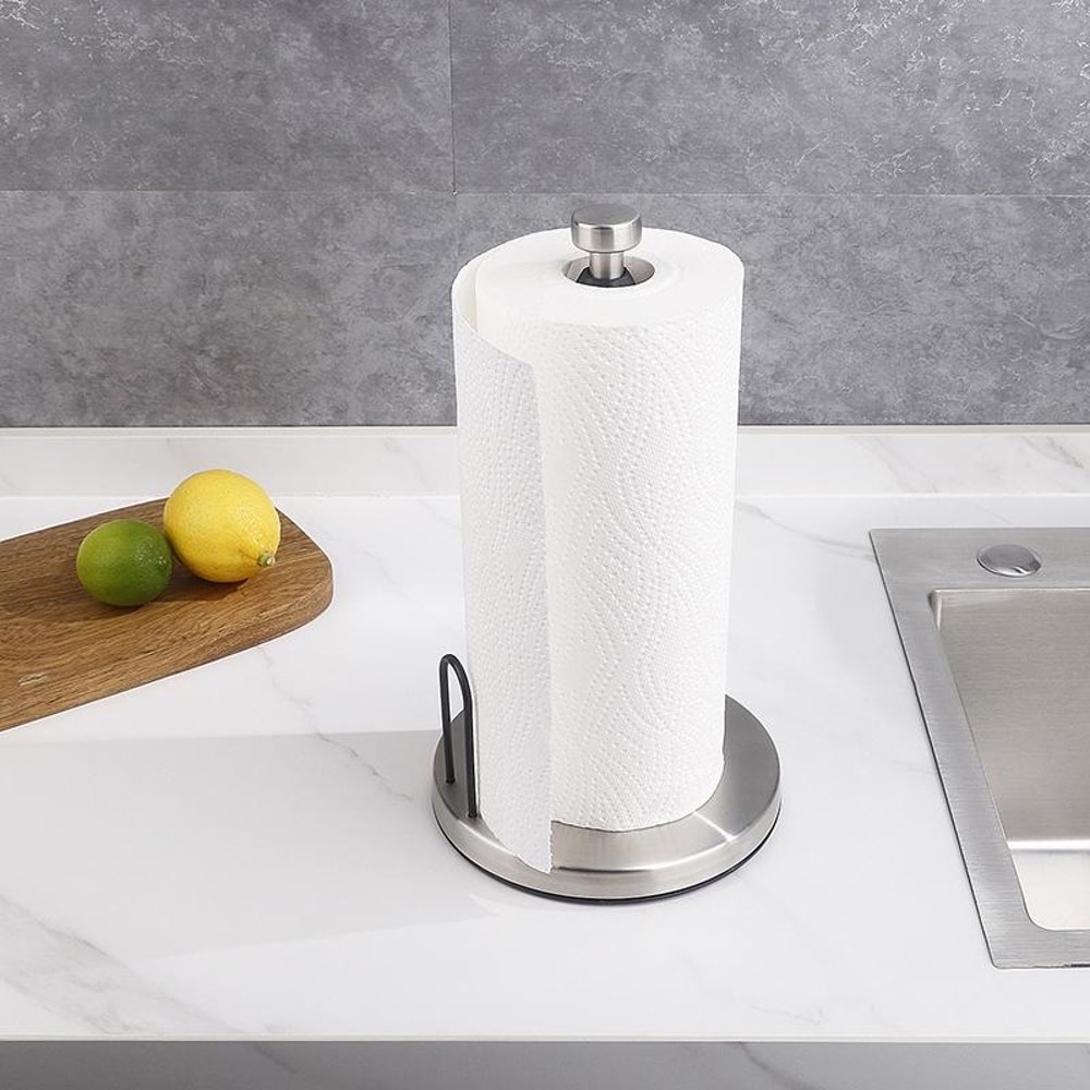 Stainless Steel Vertical Paper Towel Holder With Damping No Drill Kitchen Paper Roll Holder 3
