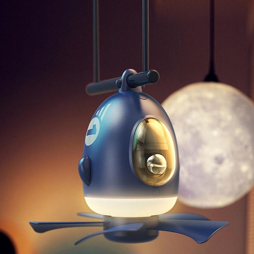 Airplane Night Light USB Remote Control Ceiling Fan With LED Light Low Noise Home Cooling Fan 3