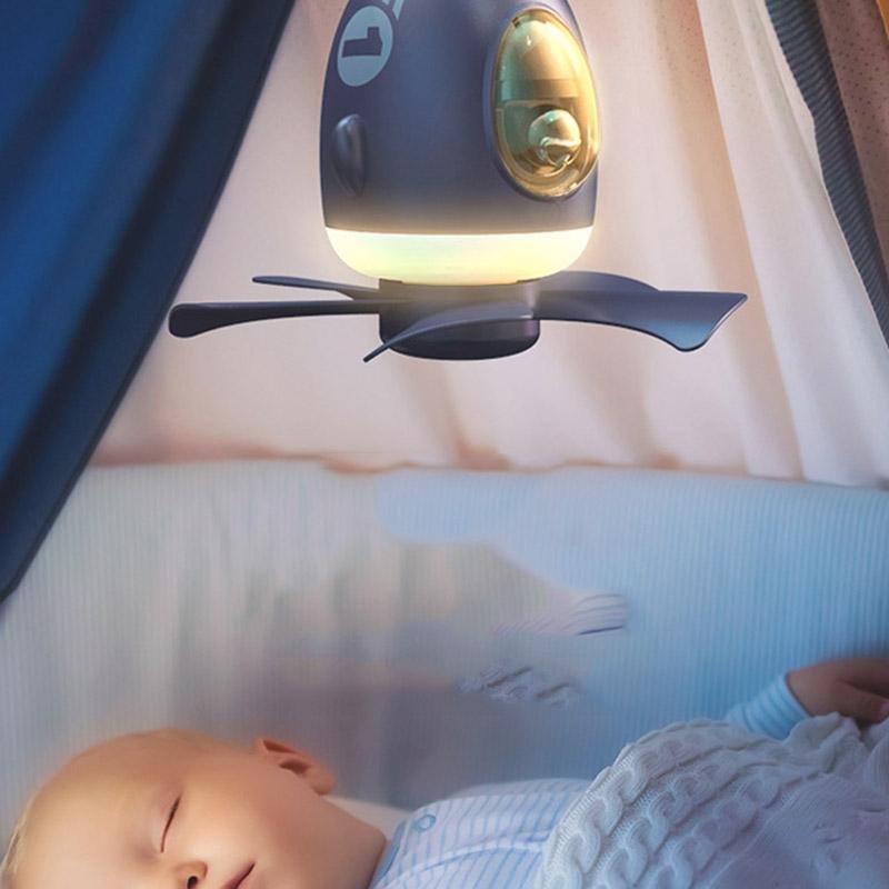 Airplane Night Light USB Remote Control Ceiling Fan With LED Light Low Noise Home Cooling Fan 5