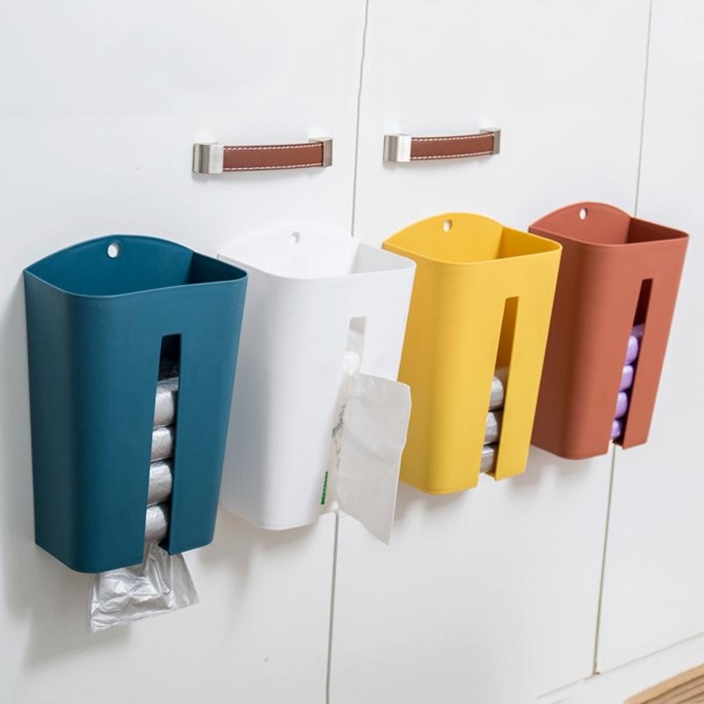 Wall Mounted Plastic Bag Dispenser And Paper Towel Holder For Kitchen Organization 1