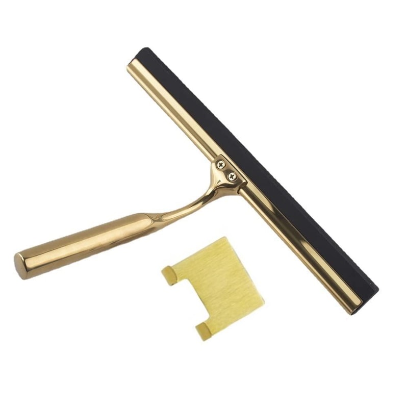Stainless Steel Window Glass Squeegee with Hook, Bathroom Shower Glass Scraper Wiper