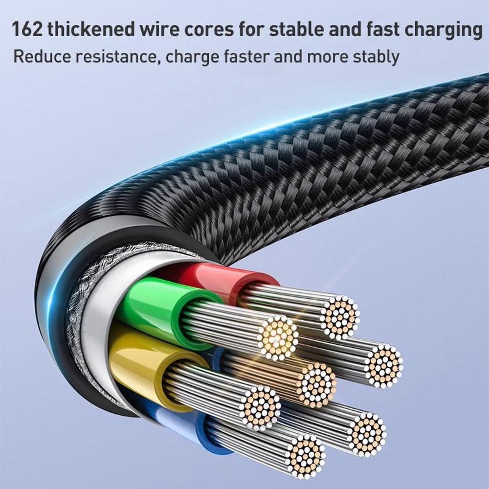 Fast Charging USB to Type C Cable with LED Streamer Light 1.2m Durable Braided Cord