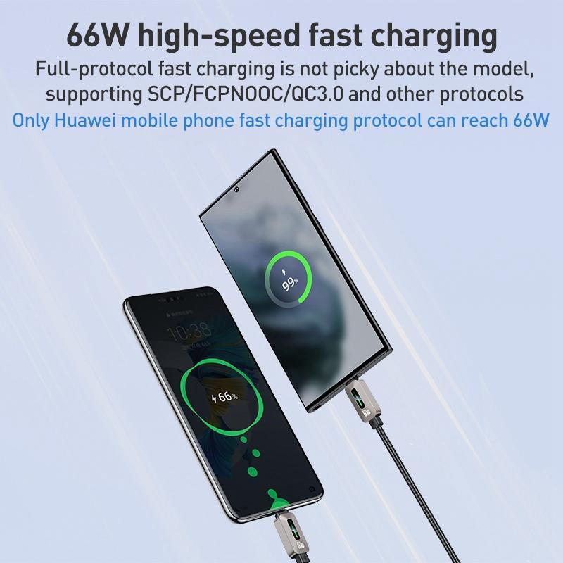 Fast Charging USB to Type C Cable with LED Streamer Light 1.2m Durable Braided Cord