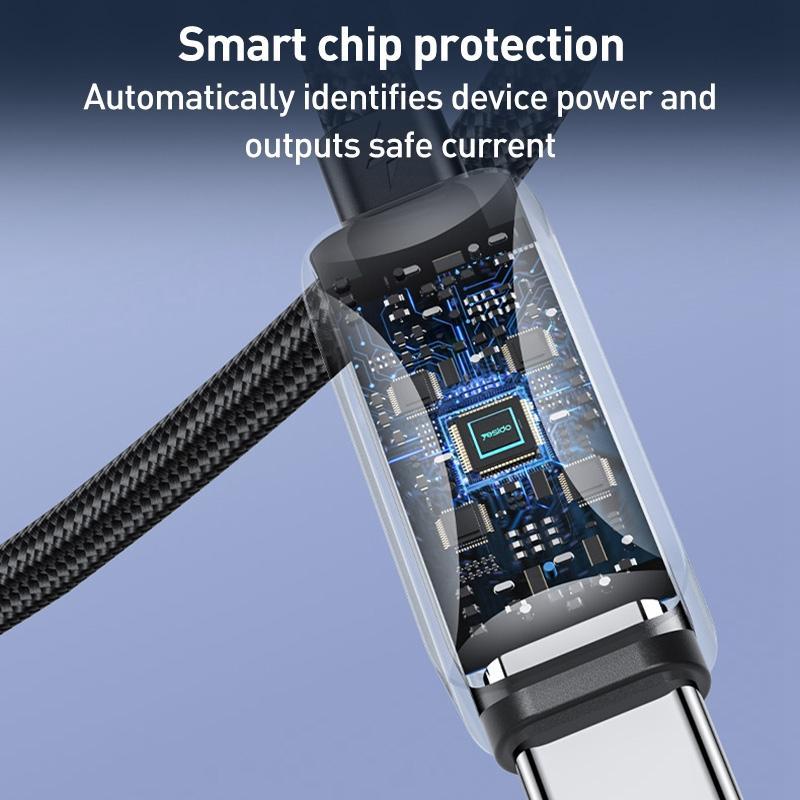 Fast Charging USB to Type C Cable with LED Streamer Light 1.2m Durable Braided Cord