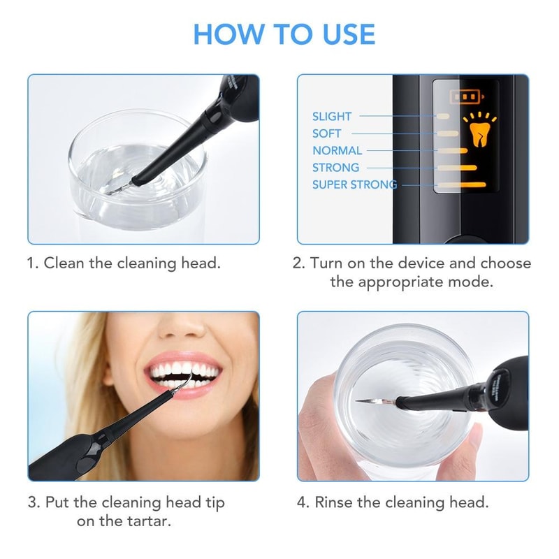 Portable Electric Ultrasonic Dental Scaler and Plaque Remover for Home Teeth Cleaning Care Tool