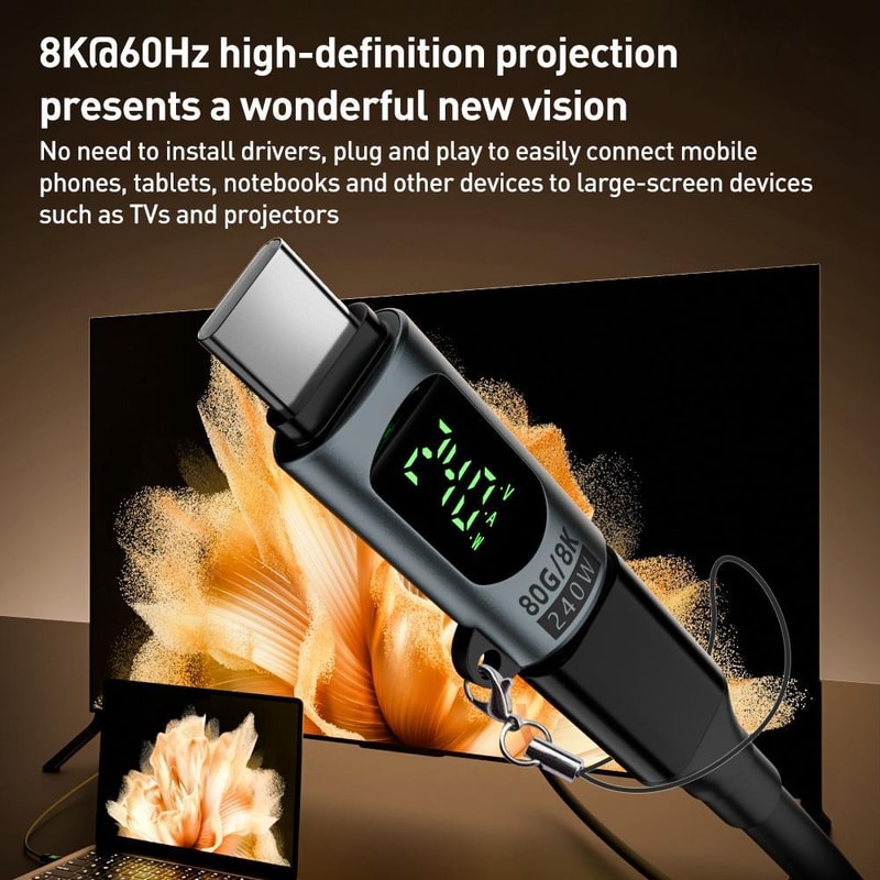 240W USB C Adapter With Display Fast Charge Extension 6