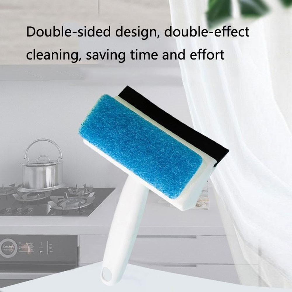 All-in-One Bathroom Cleaning Brush with Glass Window Wiper & Mirror Cleaning Tool for Shower Walls and Glass Surfaces
