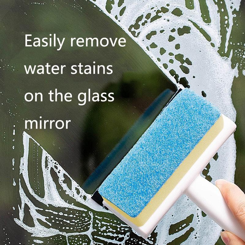 All-in-One Bathroom Cleaning Brush with Glass Window Wiper & Mirror Cleaning Tool for Shower Walls and Glass Surfaces