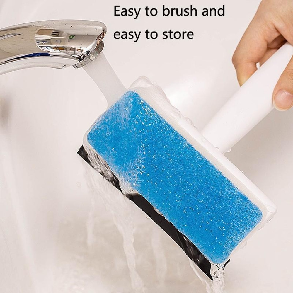 All-in-One Bathroom Cleaning Brush with Glass Window Wiper & Mirror Cleaning Tool for Shower Walls and Glass Surfaces