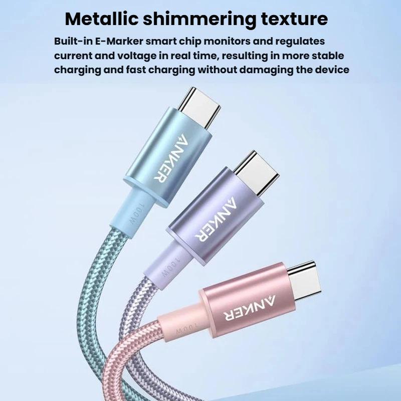 Braided USB C Fast Charging Cable 100W PD Nylon Durable Type C Power Data Cable 2