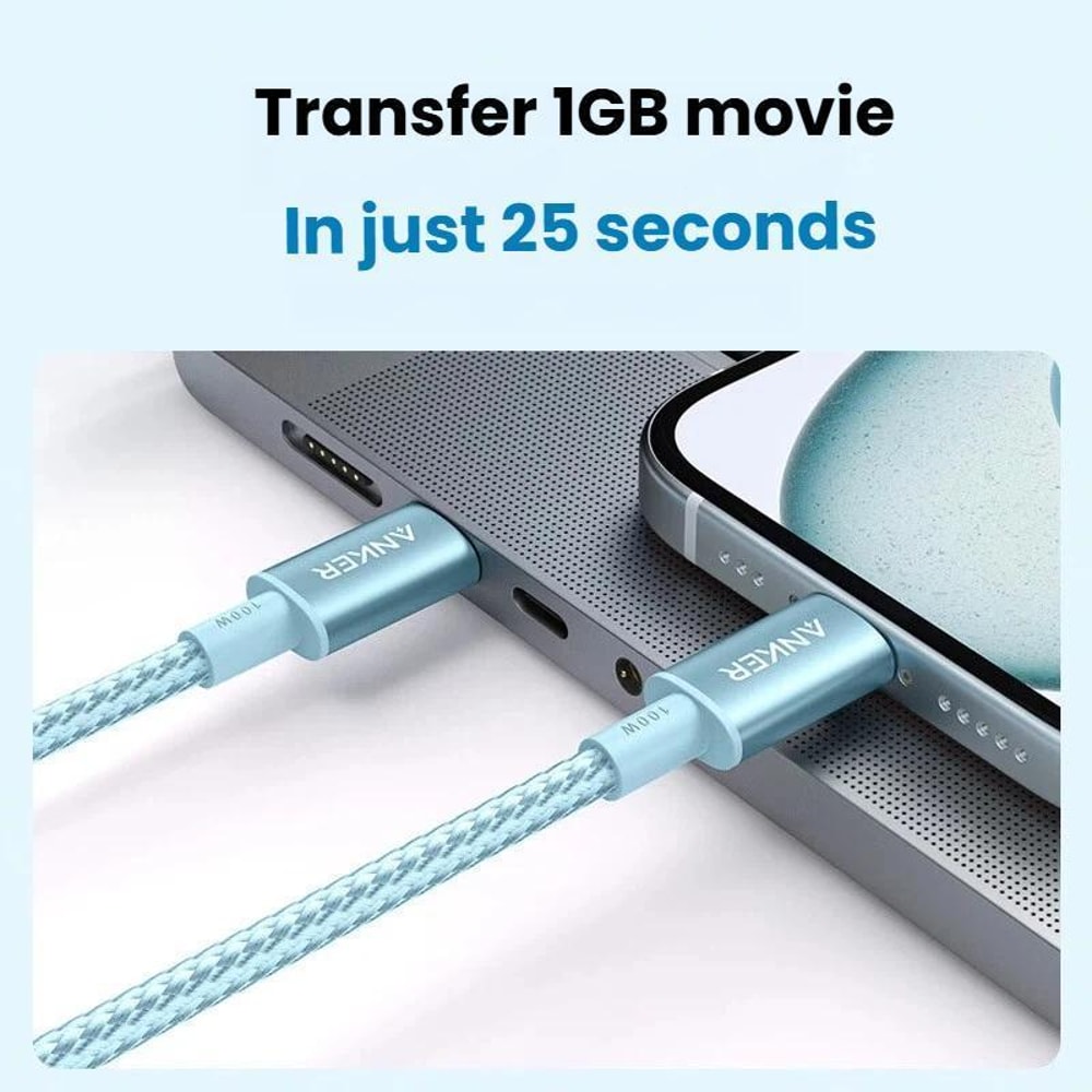 Braided USB C Fast Charging Cable 100W PD Nylon Durable Type C Power Data Cable 9