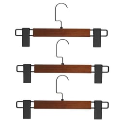 wooden pants hanger with adjustable clips non-slip space-saving closet organizer