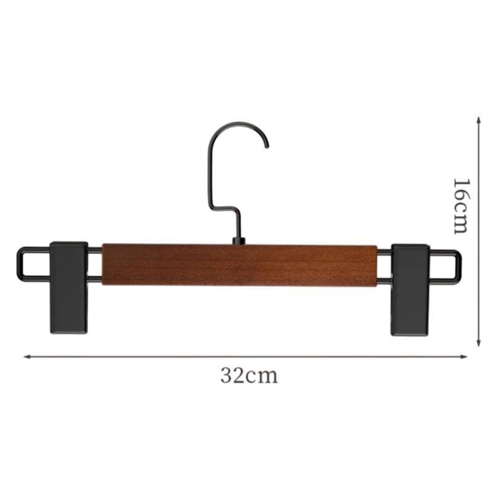 Wooden Pants Hanger With Adjustable Clips NonSlip SpaceSaving Closet Organizer 6