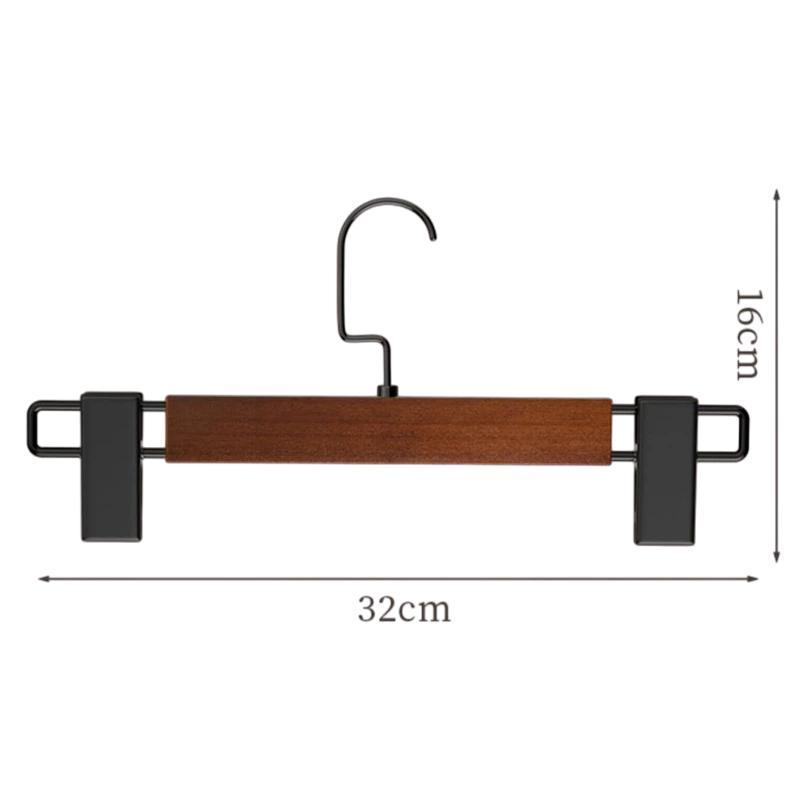 Wooden Pants Hanger With Adjustable Clips NonSlip SpaceSaving Closet Organizer 6