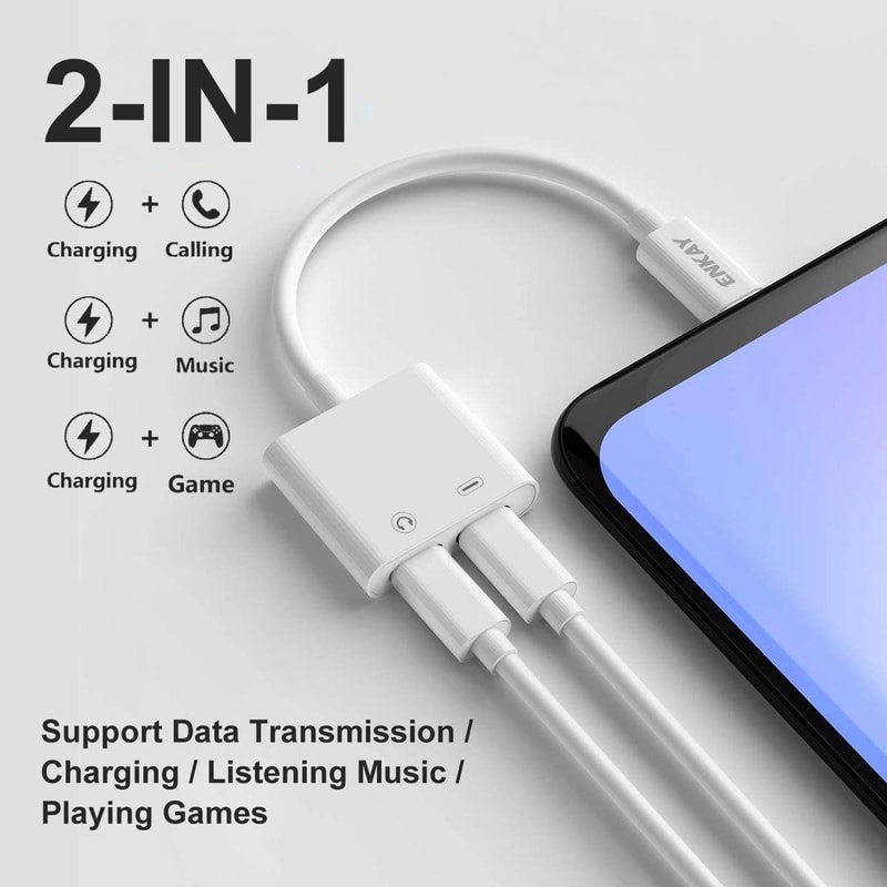 USB C Splitter Audio Charging Adapter Dual Type C Headphone Cable 3