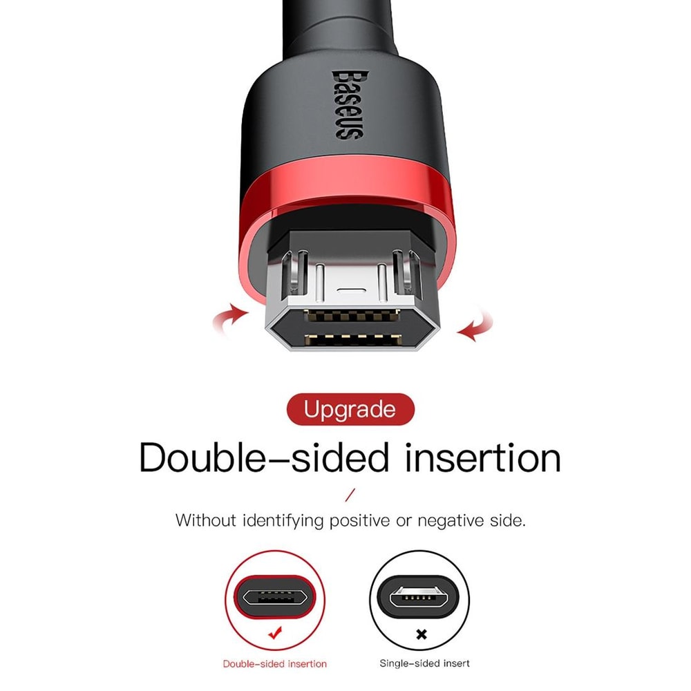 Reversible Braided Micro USB Charging Cable Fast Sync Durable Double Sided Cord 9