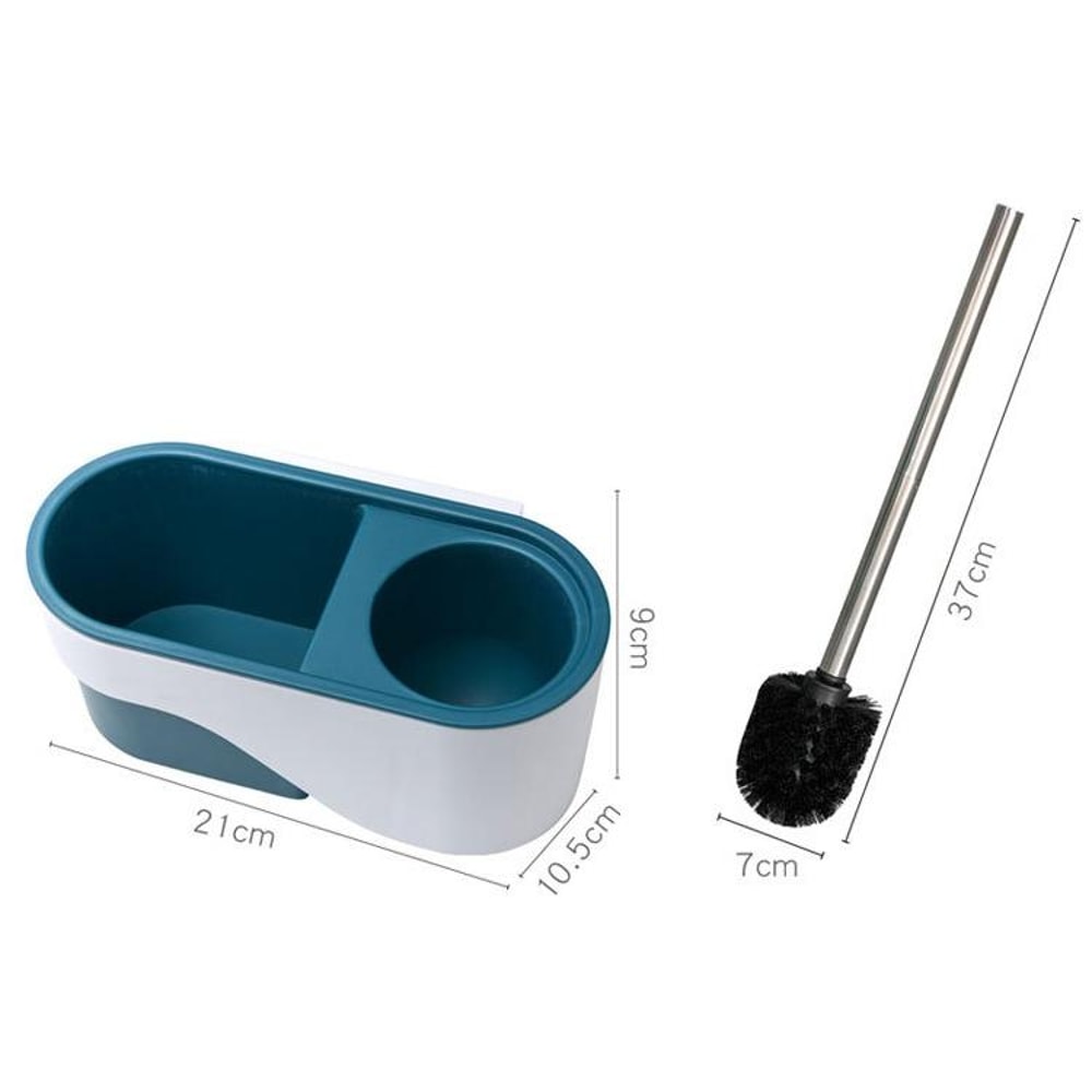 Wall Mounted Toilet Brush With Long Handle No Drill Bathroom Cleaning Brush Set 1