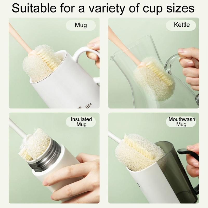Long Handle Bottle Cleaning Brush With Removable Sponge Stand Deep Clean Cup Brush 5