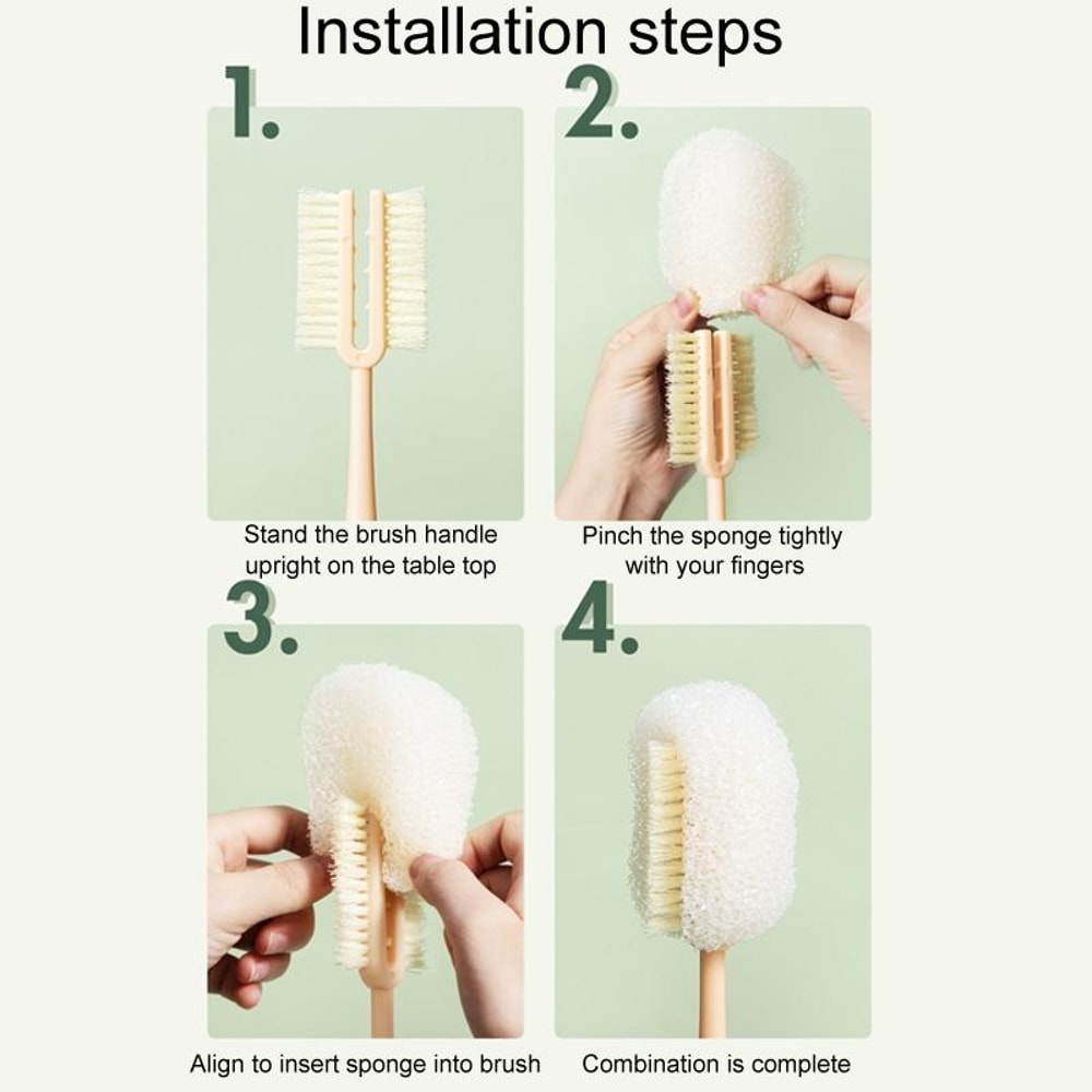 Long Handle Bottle Cleaning Brush With Removable Sponge Stand Deep Clean Cup Brush 6