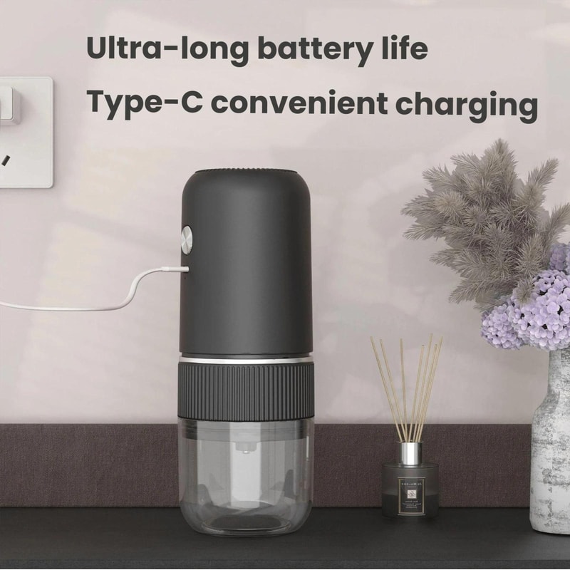Portable Electric Coffee Grinder With Ceramic Burr Adjustable Grind AutoStop USBC Charging 3