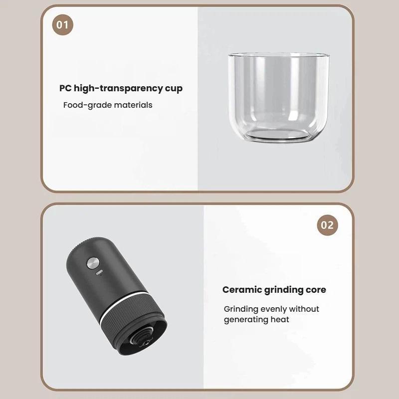 Portable Electric Coffee Grinder With Ceramic Burr Adjustable Grind AutoStop USBC Charging 6