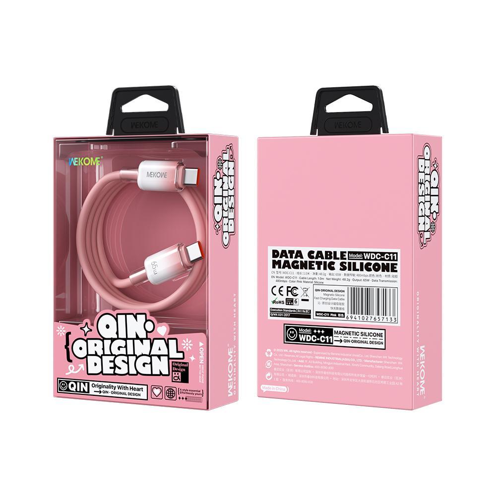 Magnetic 65W USB C Cable Fast Charging Silicone Retractable Cord 4