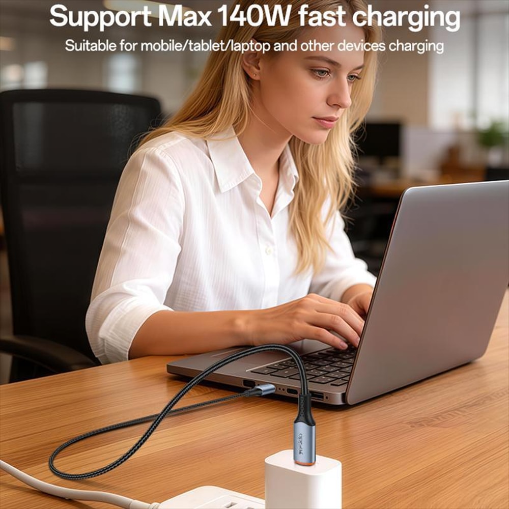 140W USB C Fast Charging Cable Durable Nylon Braided Type C To Type C 2