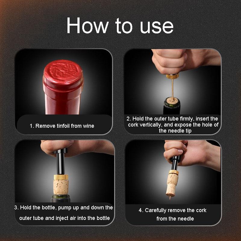 Air Pressure Wine Bottle Opener Stainless Steel Portable Cork Remover Tool 5