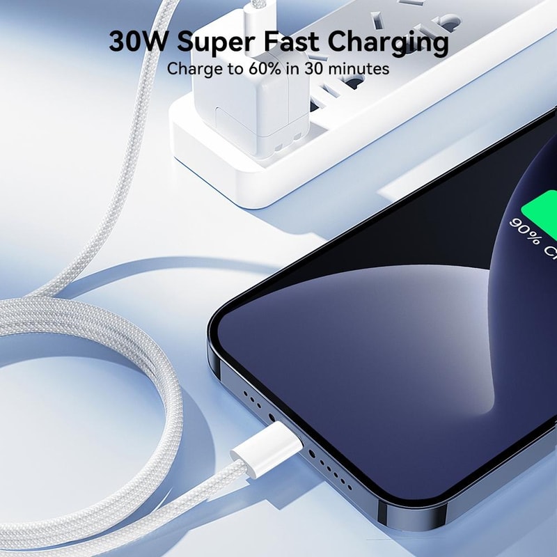 30W Fast Charging USB C To Lightning Cable Braided Durable Type C To 8 Pin Data Cable 7