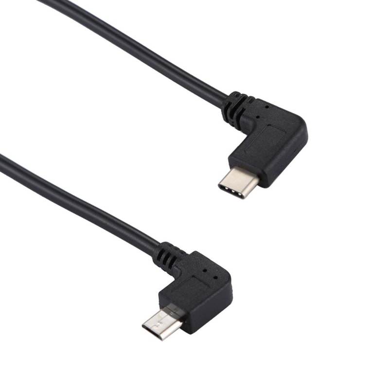 Right Angle USB C To Micro USB Adapter Cable Compact Elbow Fast Charge Sync 3