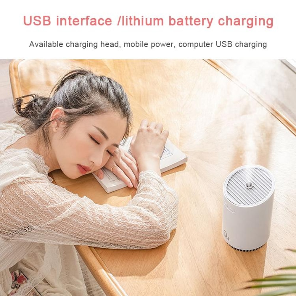 Portable Mini Humidifier USB Rechargeable Cool Mist Desk Humidifier Gray 5