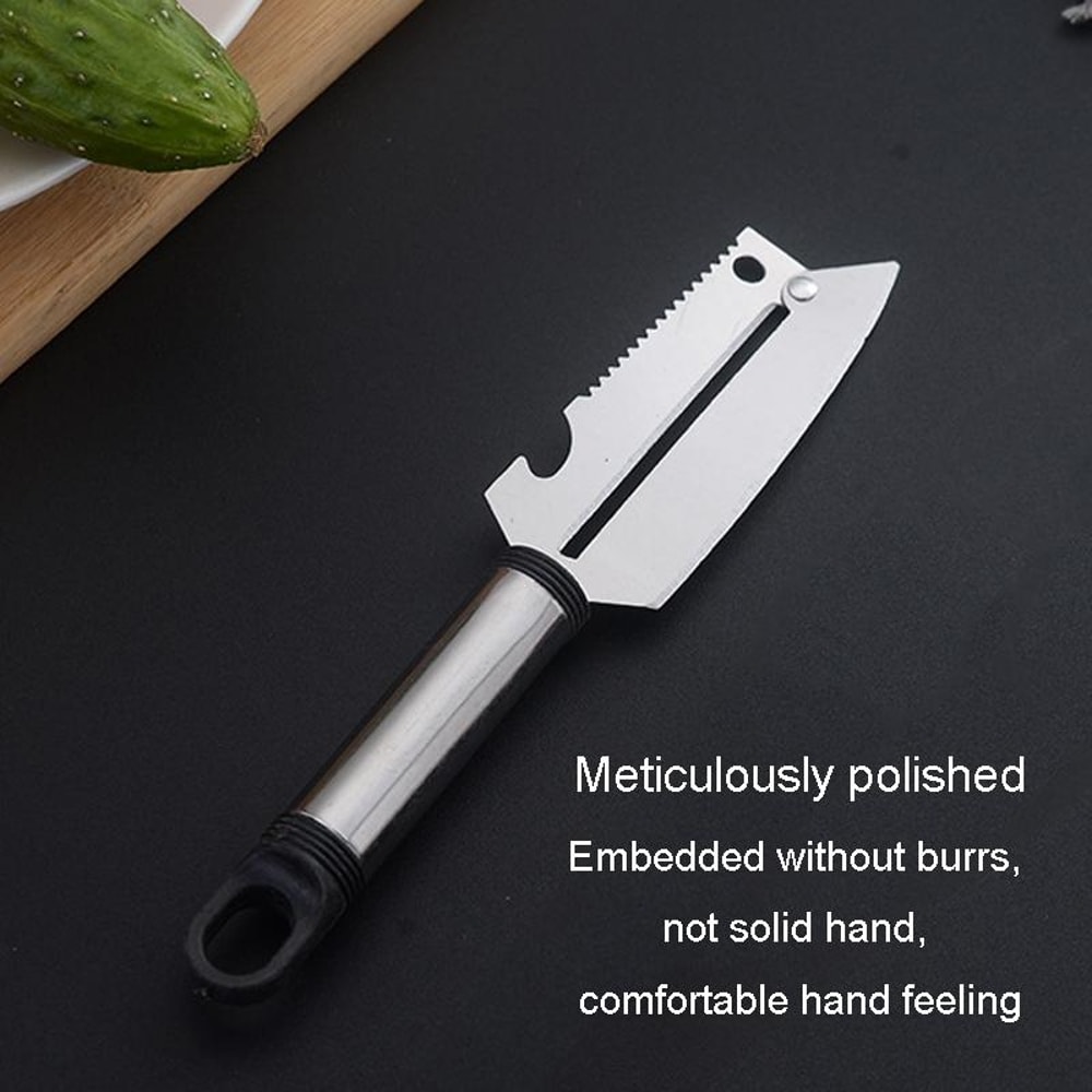 Multifunctional Stainless Steel Paring Knife with Fruit & Vegetable Scraper Bottle Opener Tool