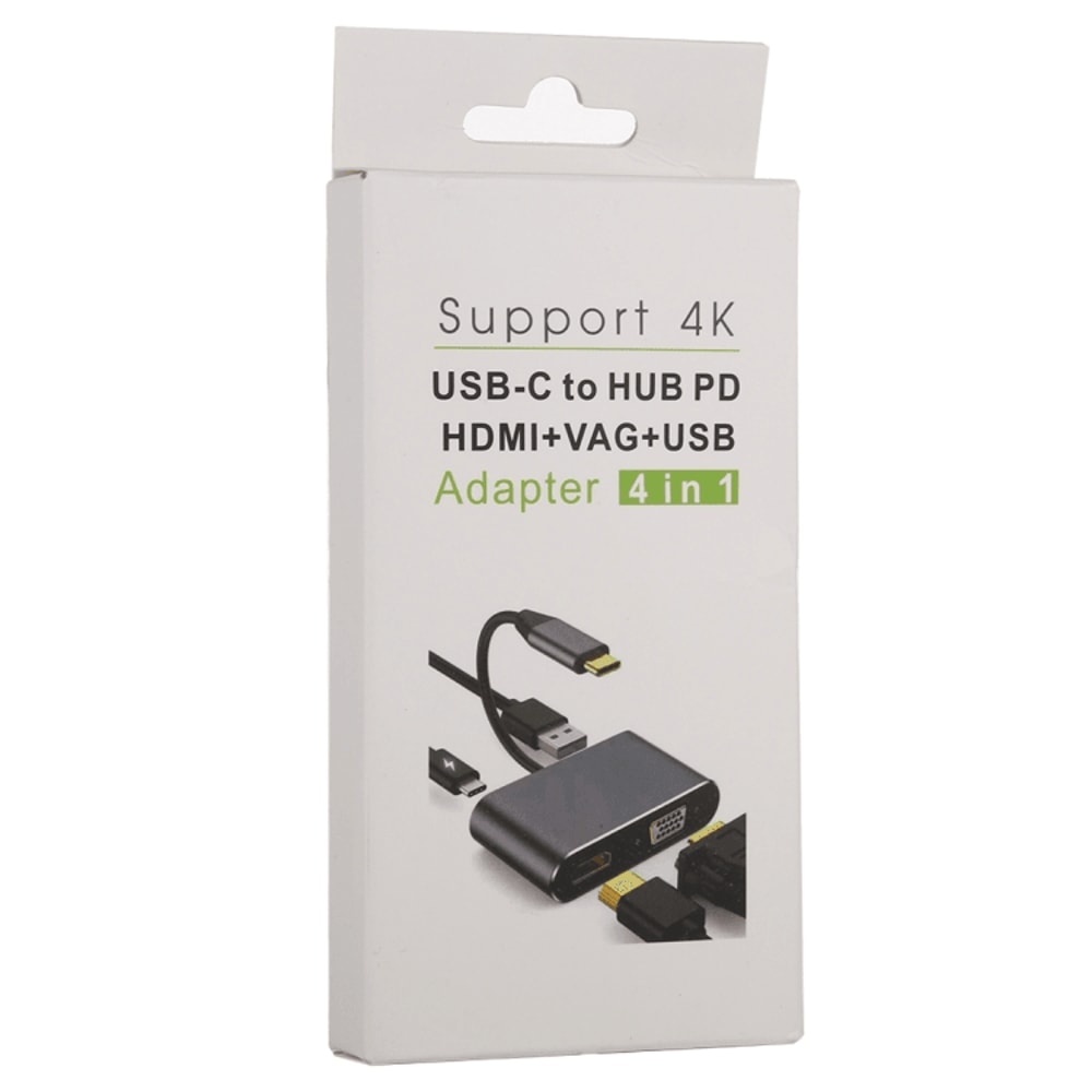 4 In 1 USB C Hub HDMI VGA USB Adapter With 87W Charging 4