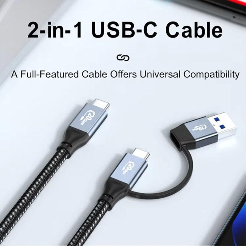 USB C Fast Charging Cable 2 in 1 Data Video Transfer Cord