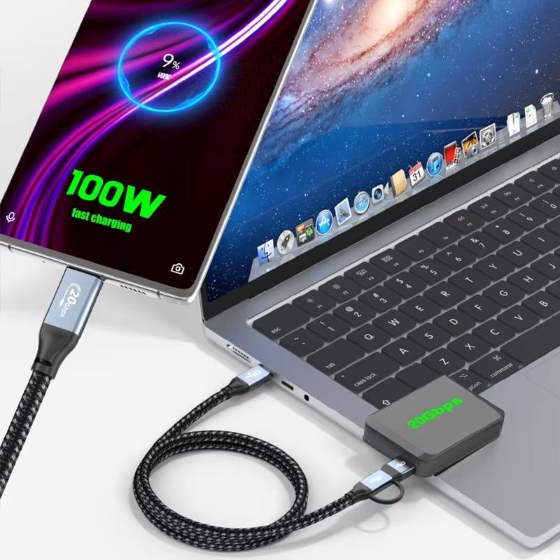 USB C Fast Charging Cable 2 in 1 Data Video Transfer Cord