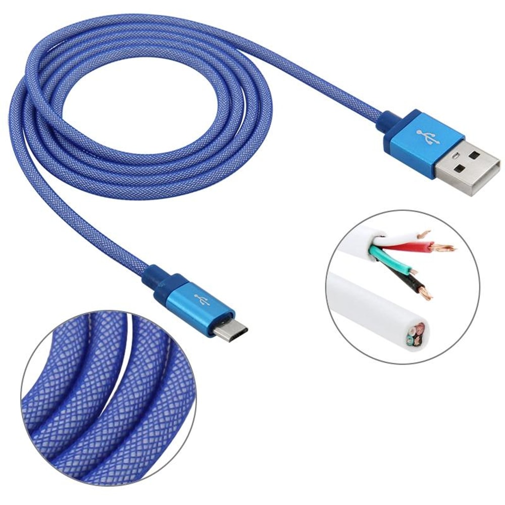 Premium Metal Head Micro USB Cable Fast USB Charging Cable Durable Data Sync Cable 3