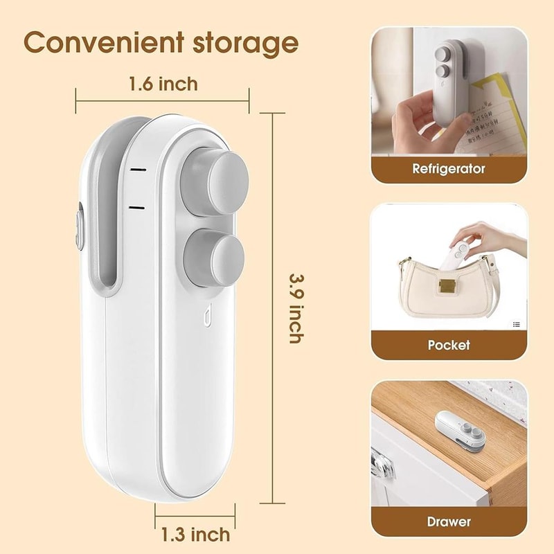2in1 Rechargeable Mini Bag Sealer With Cutter Magnetic Portable Heat Sealer 2