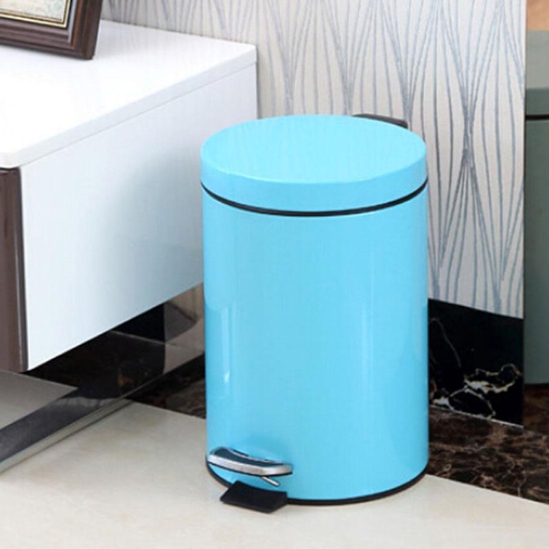 Round Stainless Steel Pedal Trash Bin Covered Waste Bin for Home, Office & Hotel Use