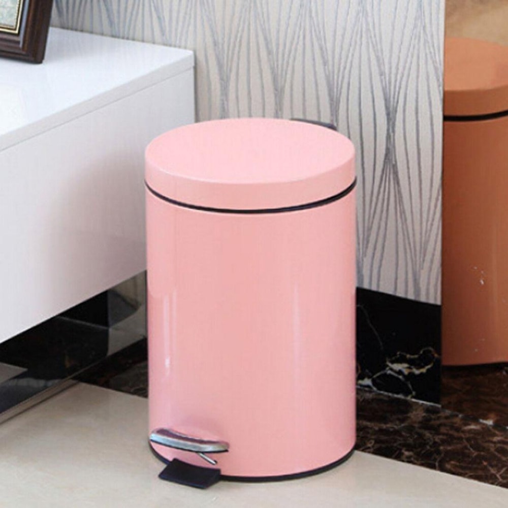 Round Stainless Steel Pedal Trash Bin Covered Waste Bin for Home, Office & Hotel Use
