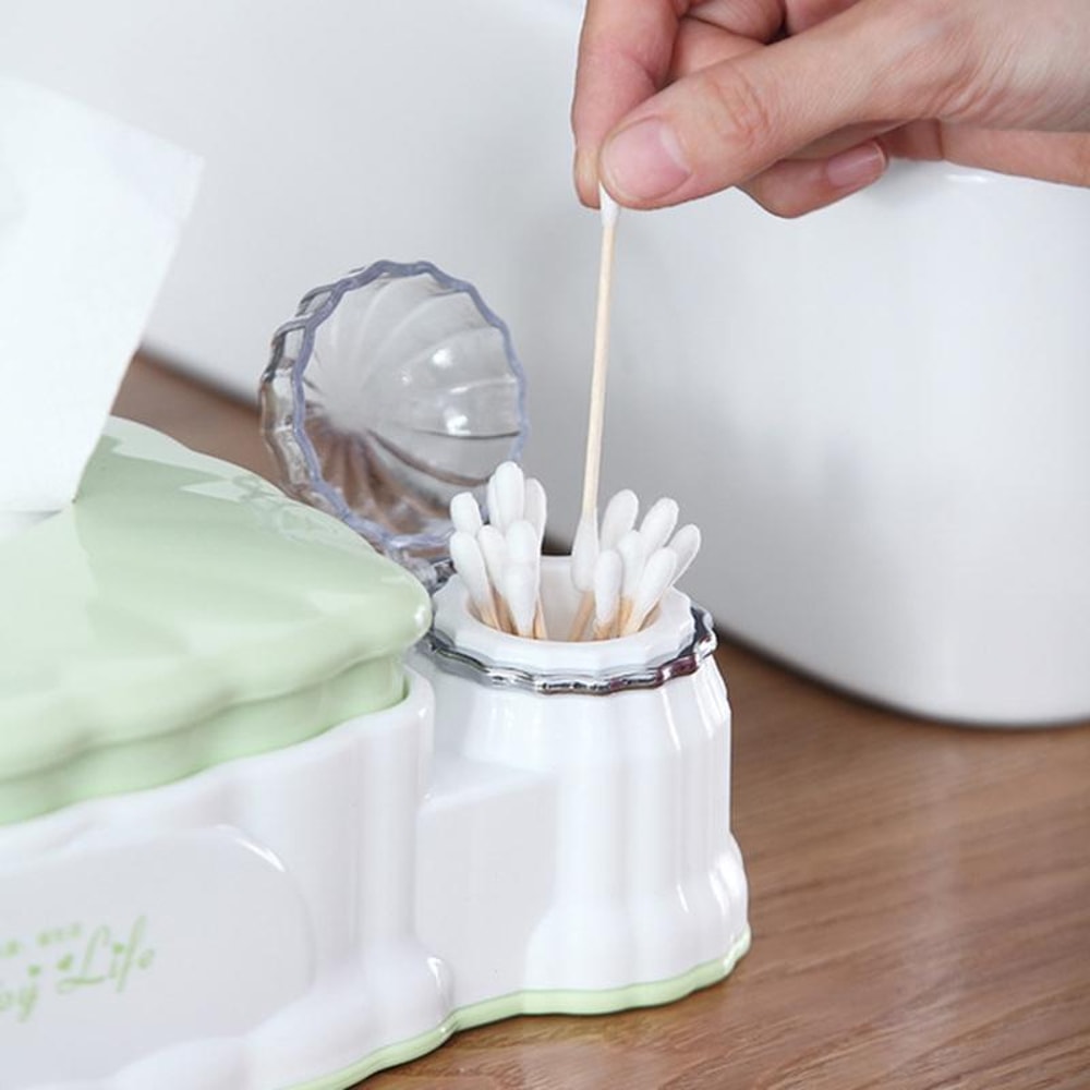 Retractable Tissue Box Organizer With Drawer And Toothpick Holder For Living Room 6