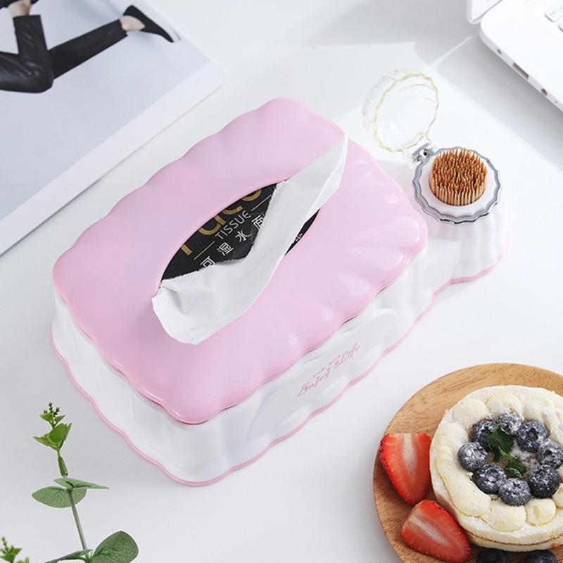 Retractable Tissue Box Organizer With Drawer And Toothpick Holder For Living Room 5